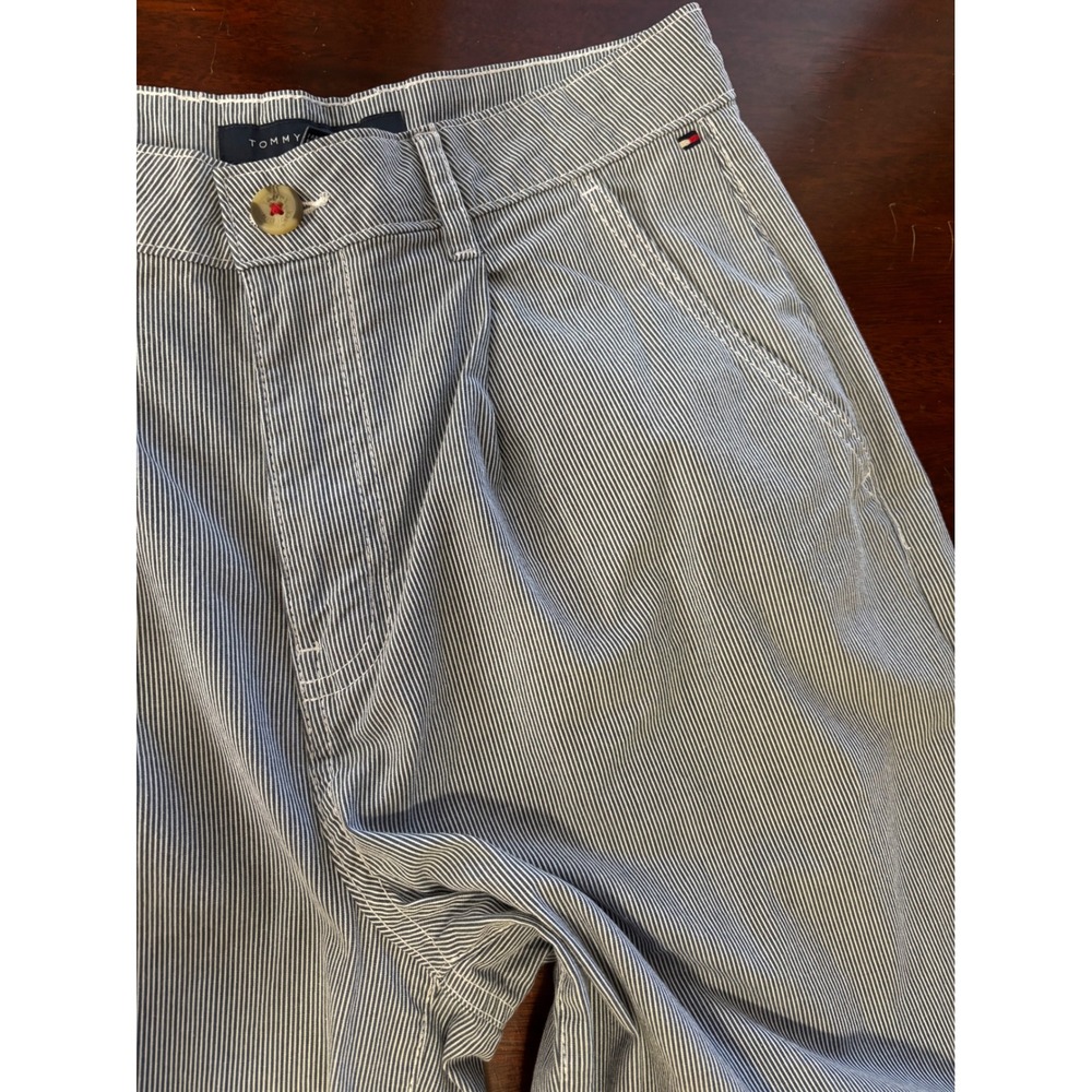 Tommy Hilfiger Womens Seersucker Wide Leg Crop Pants 10 Preppy Nautical Coastal - Picture 7 of 8